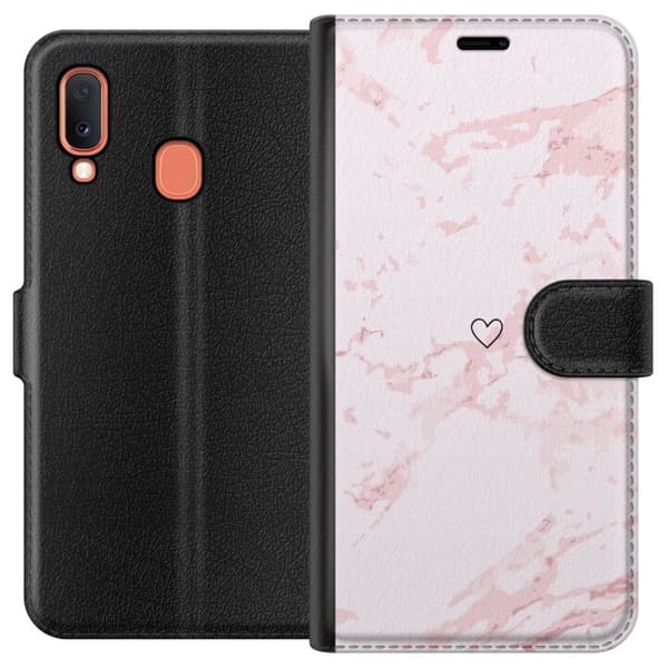 Plånboksfodral till Samsung Galaxy A20e med Rosa Hjärta motiv