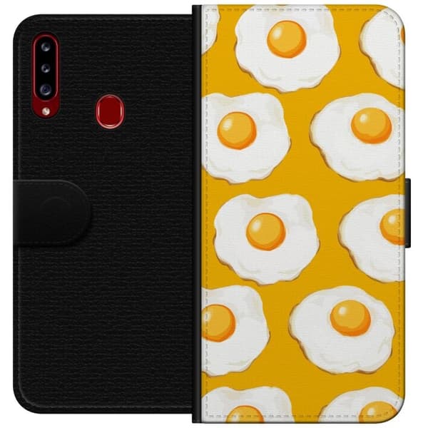 Tegnebogsetui til Samsung Galaxy A20s med Stegt æg motiv