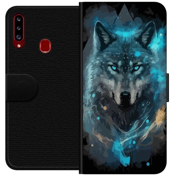 Tegnebogsetui til Samsung Galaxy A20s med Ulve motiv