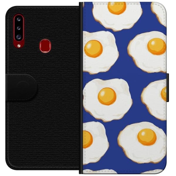 Tegnebogsetui til Samsung Galaxy A20s med Stegte æg motiv