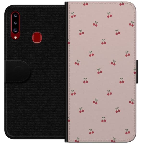 Tegnebogsetui til Samsung Galaxy A20s med Kirsebær motiv