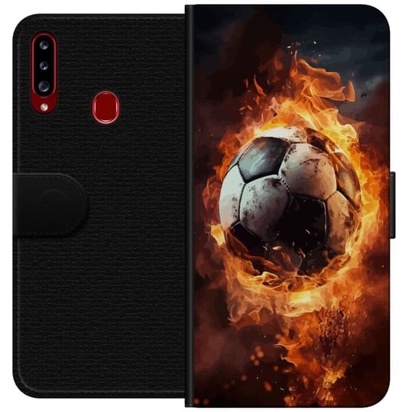 Tegnebogsetui til Samsung Galaxy A20s med Fodbold motiv