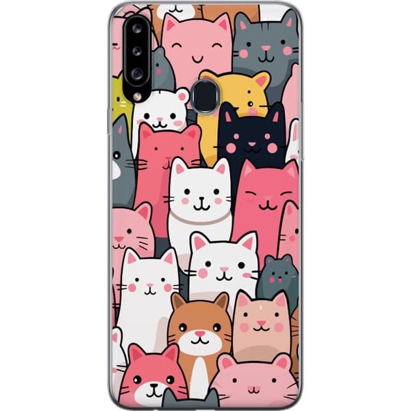 Mobilcover til Samsung Galaxy A20s med Katte mønster motiv