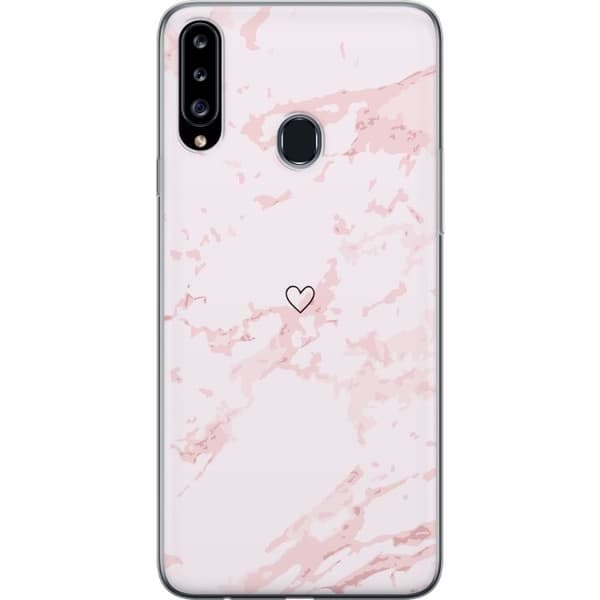 Kännykkäkuori Samsung Galaxy A20s-laitteelle, jossa on Roosa Sydän kuvio
