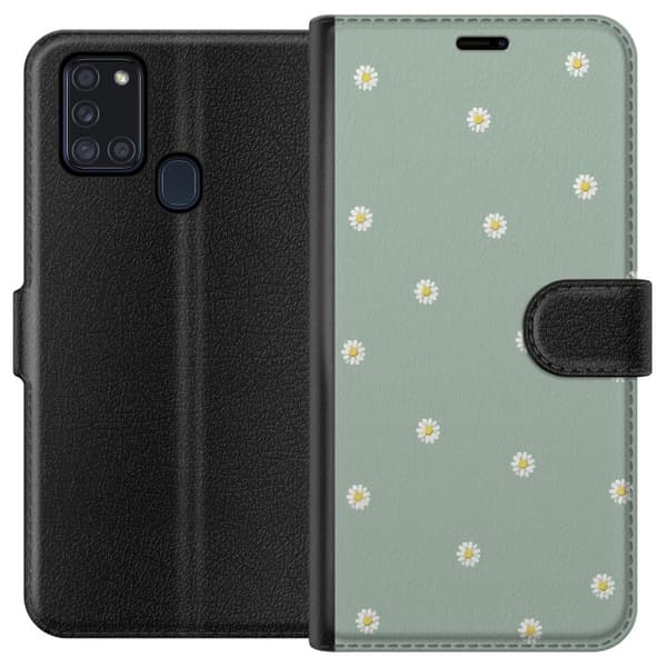 Plånboksfodral till Samsung Galaxy A21s med Prästkragar motiv