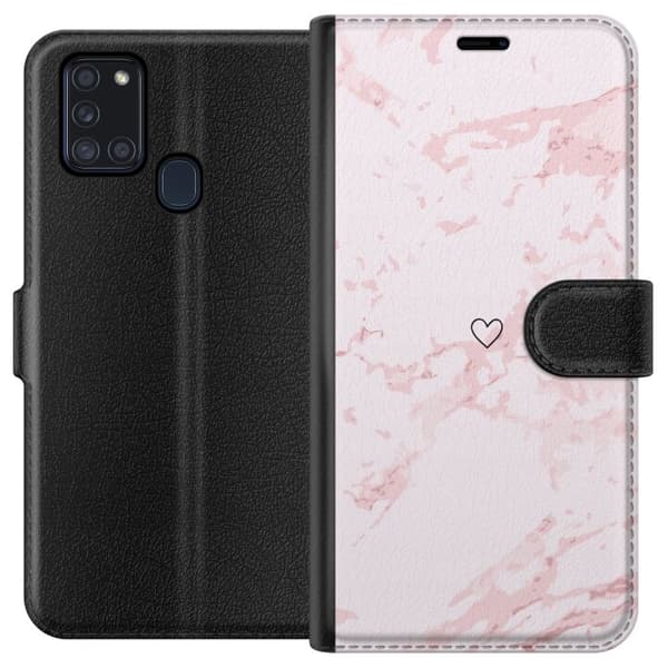 Tegnebogsetui til Samsung Galaxy A21s med Rosa Hjerte motiv