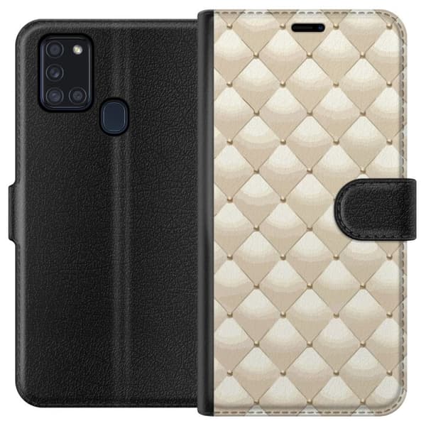 Lompakkokotelo Samsung Galaxy A21s-laitteelle, jossa on Kultakiilto kuvio