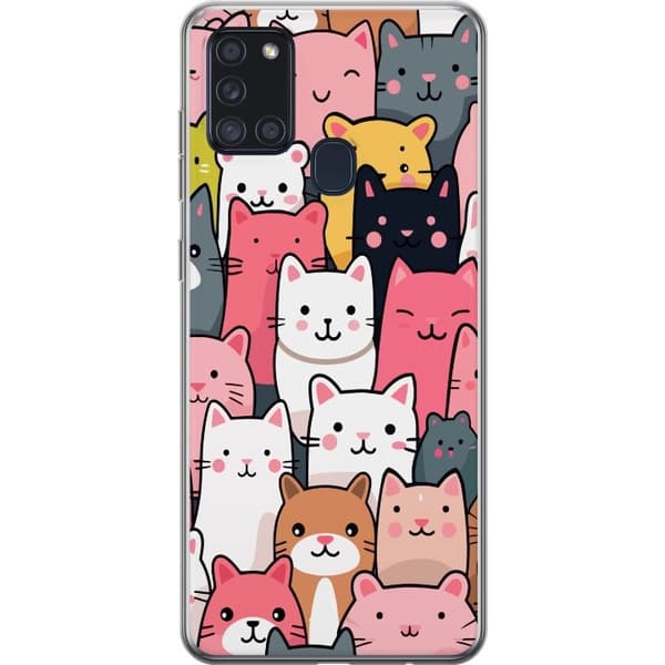 Mobildeksel til Samsung Galaxy A21s med Kattmønster motiv