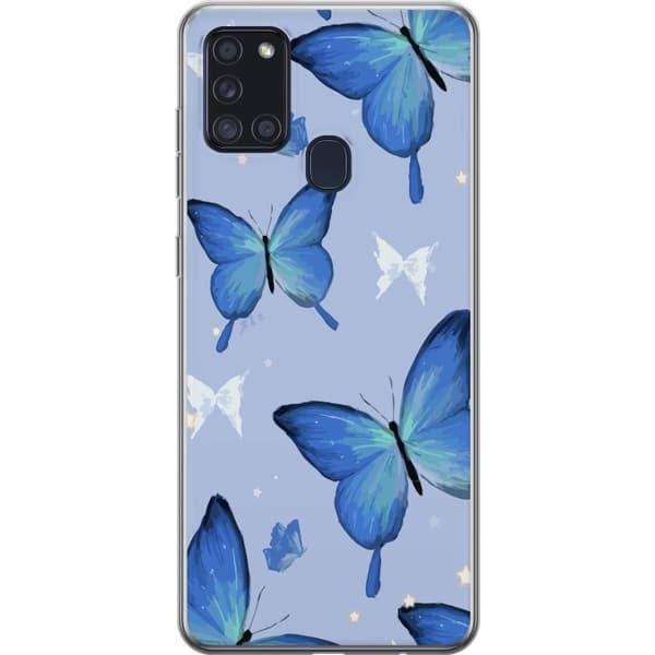 Mobilcover til Samsung Galaxy A21s med Blå sommerfugle motiv