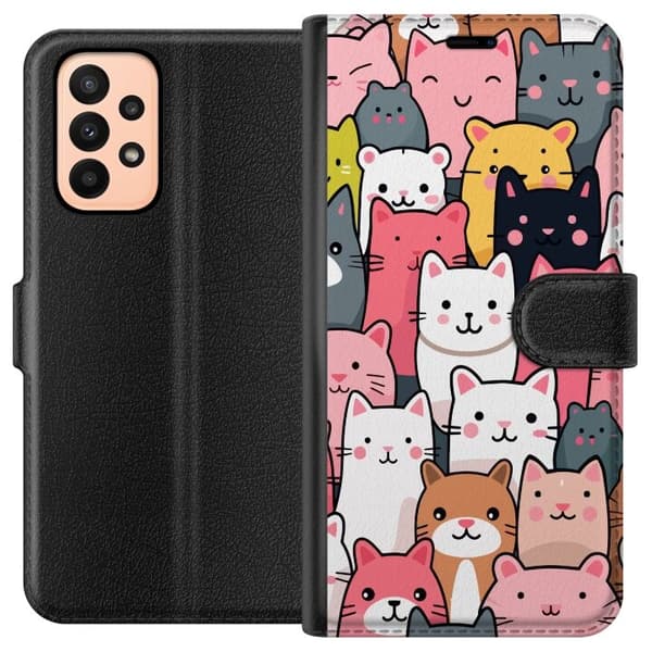 Plånboksfodral till Samsung Galaxy A23 med Kattmönster motiv