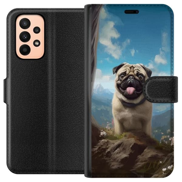 Lommeboketui til Samsung Galaxy A23 med Glad Hund motiv