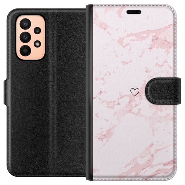 Plånboksfodral till Samsung Galaxy A23 med Rosa Hjärta motiv