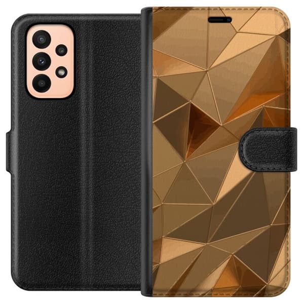 Tegnebogsetui til Samsung Galaxy A23 med 3D Guld motiv