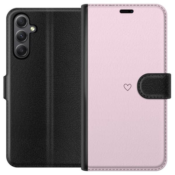 Lompakkokotelo Samsung Galaxy A24 4G-laitteelle, jossa on Sydän kuvio