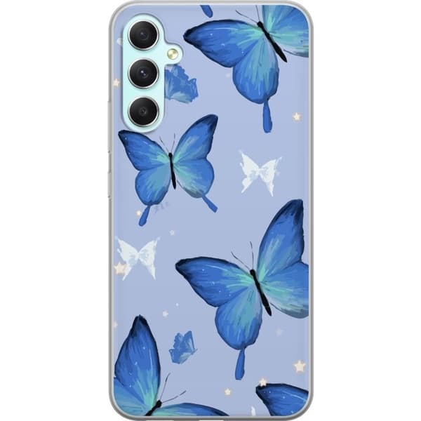 Mobilcover til Samsung Galaxy A34 med Blå sommerfugle motiv
