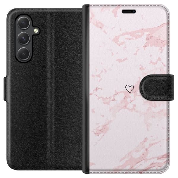 Lommeboketui til Samsung Galaxy A35 med Rosa Hjerte motiv