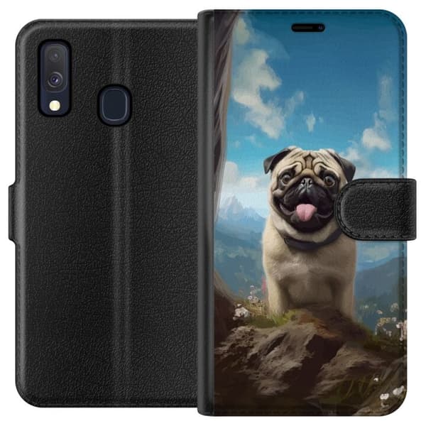 Tegnebogsetui til Samsung Galaxy A40 med Glad Hund motiv