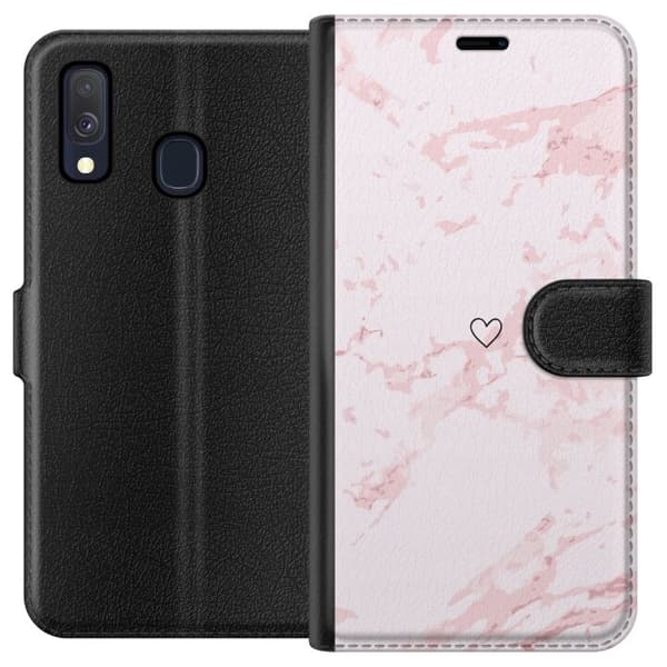 Plånboksfodral till Samsung Galaxy A40 med Rosa Hjärta motiv
