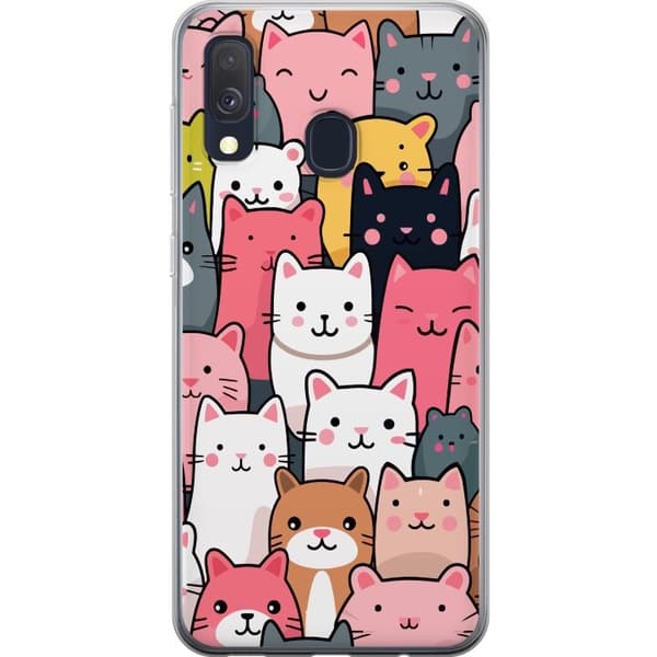 Mobildeksel til Samsung Galaxy A40 med Kattmønster motiv