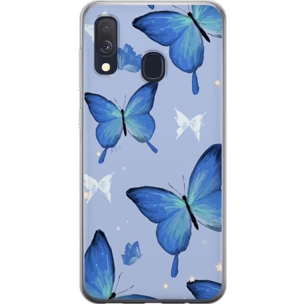 Mobildeksel til Samsung Galaxy A40 med Blå sommerfugler motiv