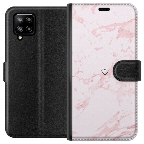 Lompakkokotelo Samsung Galaxy A42 5G-laitteelle, jossa on Roosa Sydän kuvio