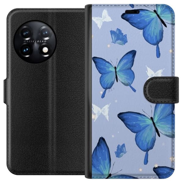 Tegnebogsetui til OnePlus 11 med Blå sommerfugle motiv