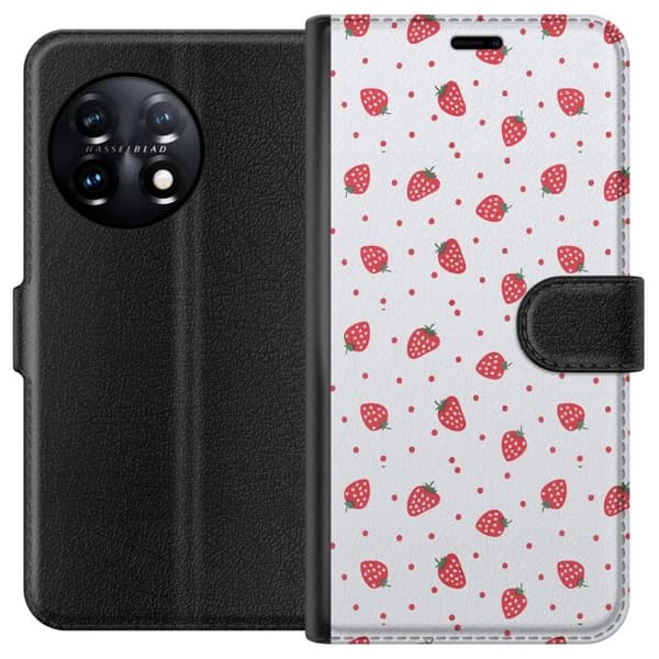 Lompakkokotelo OnePlus 11-laitteelle, jossa on Mansikat kuvio