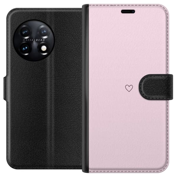 Lompakkokotelo OnePlus 11-laitteelle, jossa on Sydän kuvio