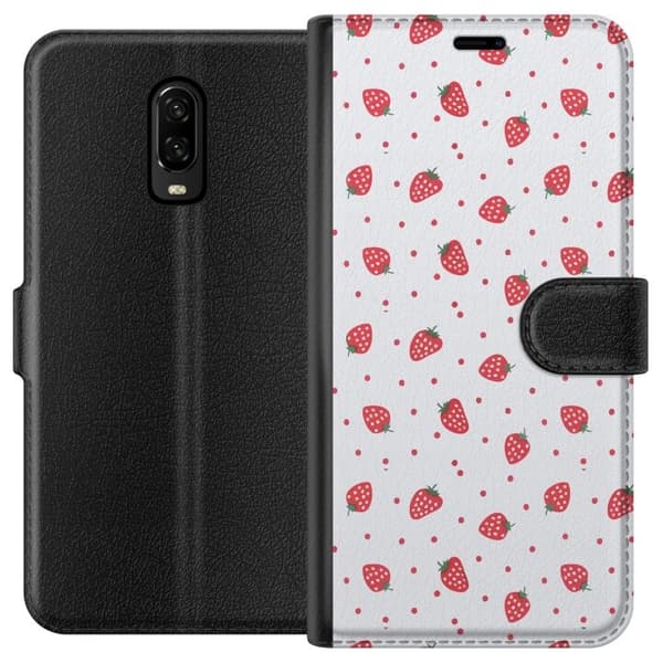 Lommeboketui til OnePlus 6T med Jordbær motiv