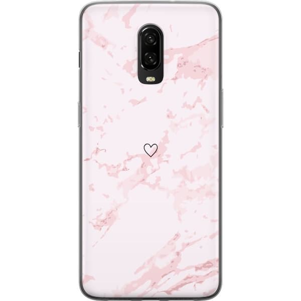 Kännykkäkuori OnePlus 6T-laitteelle, jossa on Roosa Sydän kuvio