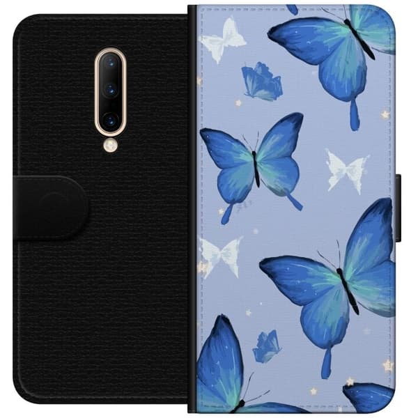 Lompakkokotelo OnePlus 7 Pro-laitteelle, jossa on Sinisiä perhosia kuvio