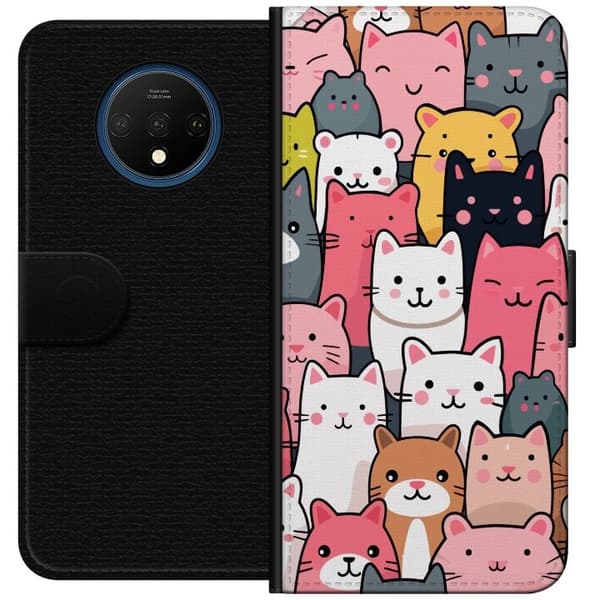 Tegnebogsetui til OnePlus 7T med Katte mønster motiv
