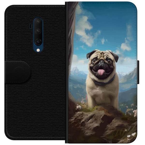 Plånboksfodral till OnePlus 7T Pro med Glad Hund motiv