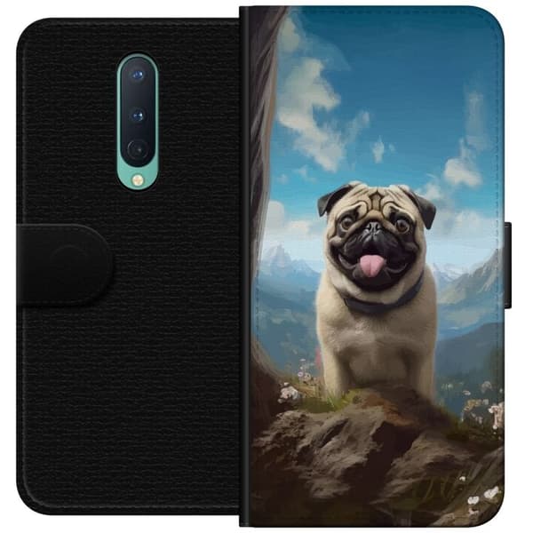 Plånboksfodral till OnePlus 8 med Glad Hund motiv