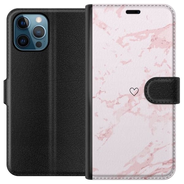 Plånboksfodral till Apple iPhone 12 Pro med Rosa Hjärta motiv