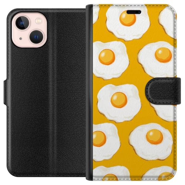 Tegnebogsetui til Apple iPhone 13 mini med Stegt æg motiv