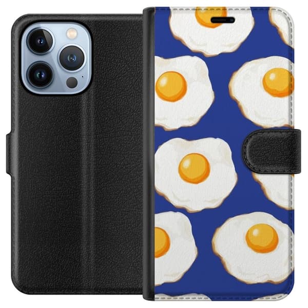 Lompakkokotelo Apple iPhone 13 Pro-laitteelle, jossa on Paistetut munat kuvio