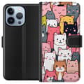 Pikkukuva 1 / 4: Lompakkokotelo Apple iPhone 13 Pro-laitteelle, jossa on Kissan kuviointi kuvio