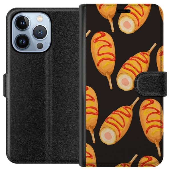 Tegnebogsetui til Apple iPhone 13 Pro med Kyllingedrumstick motiv