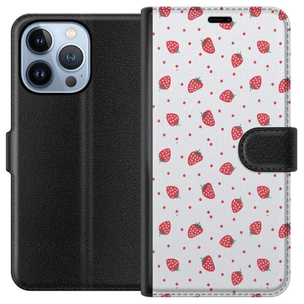 Lompakkokotelo Apple iPhone 13 Pro-laitteelle, jossa on Mansikat kuvio