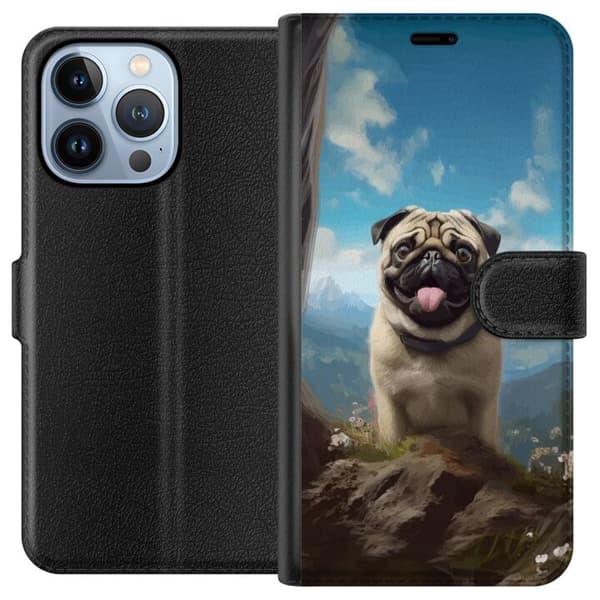Plånboksfodral till Apple iPhone 13 Pro med Glad Hund motiv