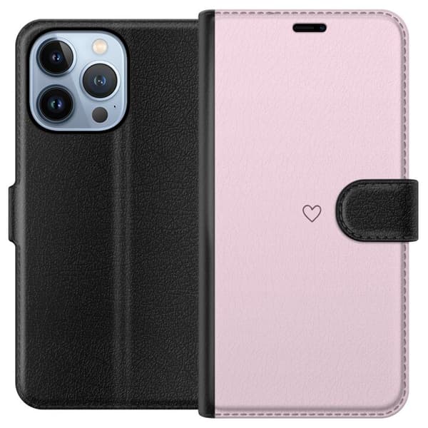 Lompakkokotelo Apple iPhone 13 Pro-laitteelle, jossa on Sydän kuvio