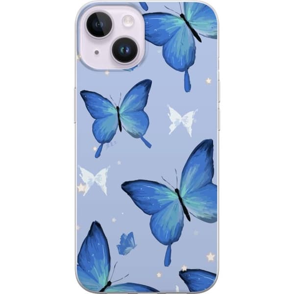Mobildeksel til Apple iPhone 14 med Blå sommerfugler motiv