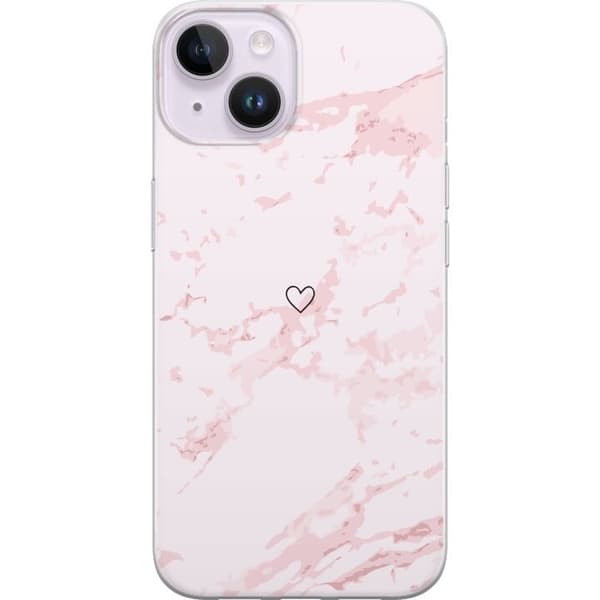 Kännykkäkuori Apple iPhone 14-laitteelle, jossa on Roosa Sydän kuvio