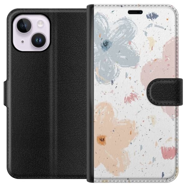 Lompakkokotelo Apple iPhone 14 Plus-laitteelle, jossa on Kukat kuvio