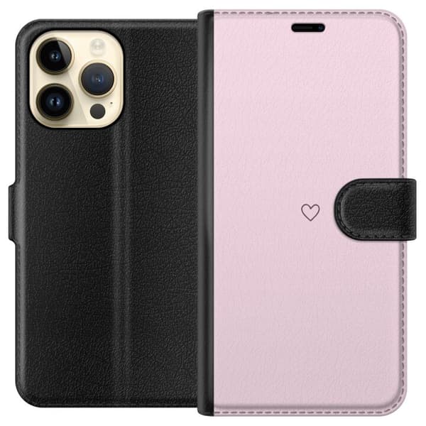 Lompakkokotelo Apple iPhone 14 Pro Max-laitteelle, jossa on Sydän kuvio