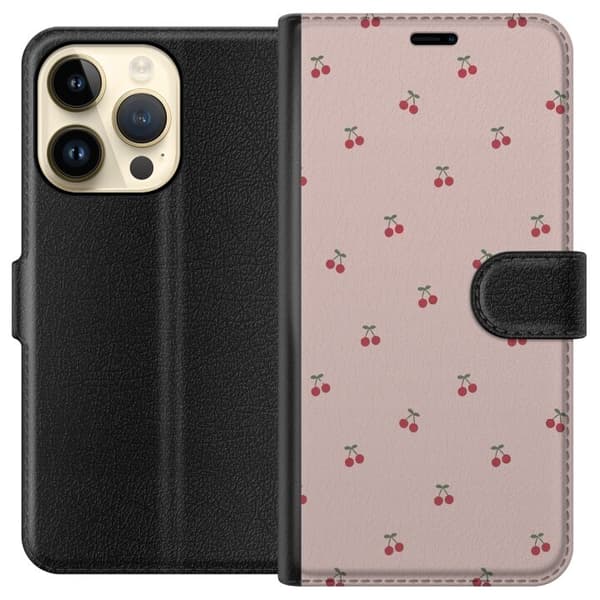 Lompakkokotelo Apple iPhone 15 Pro-laitteelle, jossa on Kirsikka kuvio