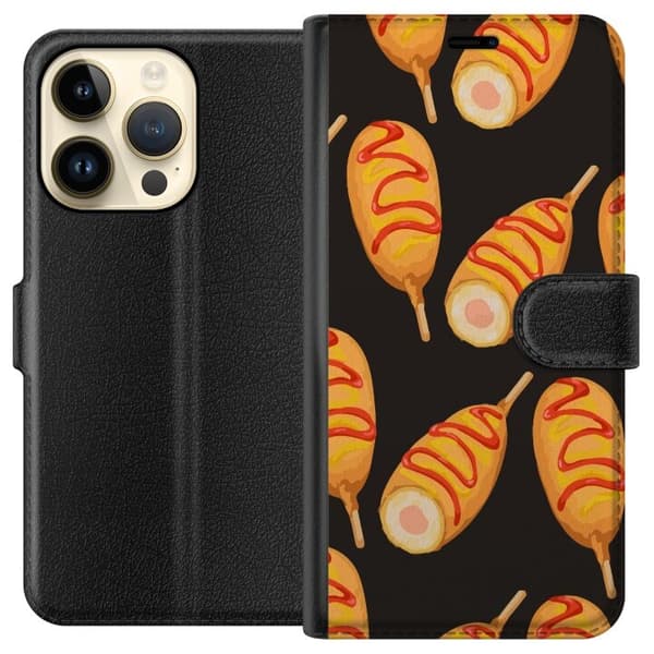 Tegnebogsetui til Apple iPhone 15 Pro med Kyllingedrumstick motiv