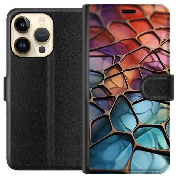 Lommeboketui til Apple iPhone 15 Pro med Metalliskt mønster motiv