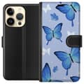 Pikkukuva 1 / 4: Lompakkokotelo Apple iPhone 15 Pro-laitteelle, jossa on Sinisiä perhosia kuvio